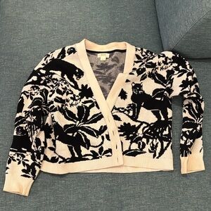 Maeve Black and Cream Animal Pattern Cardigan